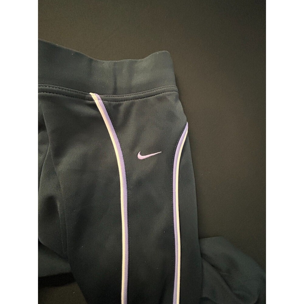 NWOT Nike L 12 14 Dri-Fit Navy Capri Pants Lavender Stripe Embroidered Swoosh